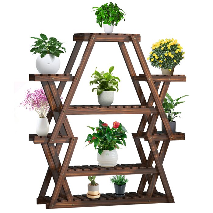 Arlmont Co Clegg Free Form Multi Tiered Solid Wood Plant Stand